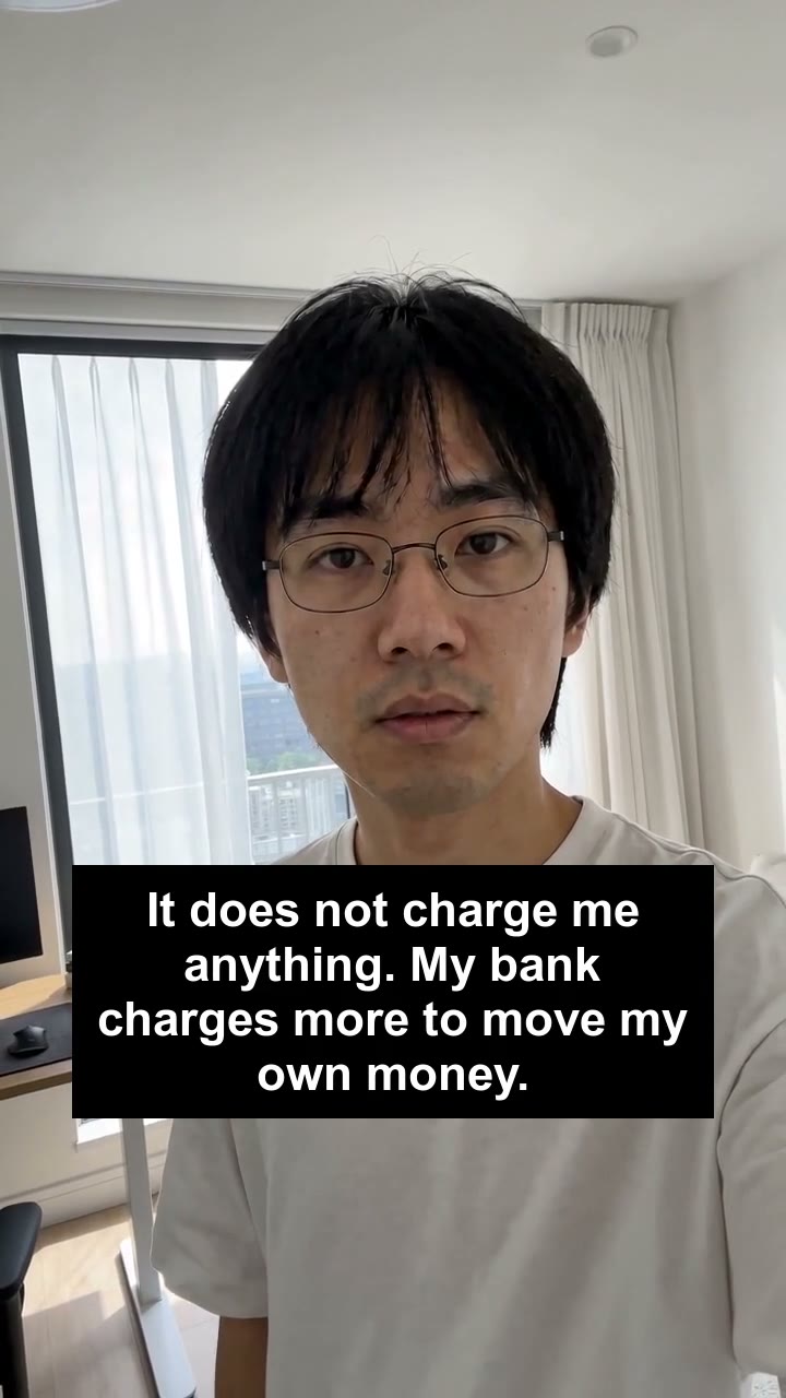 It does not charge me anything. My bank charges more to move my own money.
