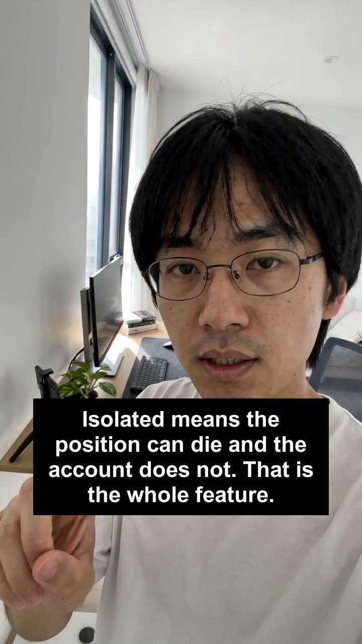 Isolated means the position can die and the account does not. That is the whole feature.