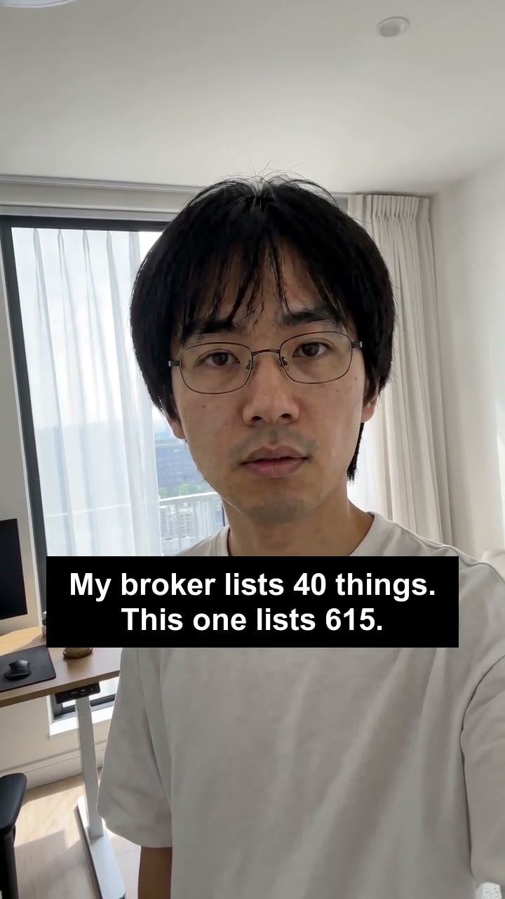 My broker lists 40 things. This one lists 615.